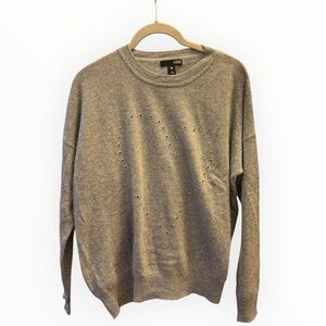 Aqua Cashmere Grommet Heart Cashmere Sweater - 100% Exclusive, light gray; Small